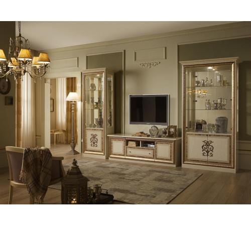 Шкаф-витрина двухдверный Анита (бежевый глянец)