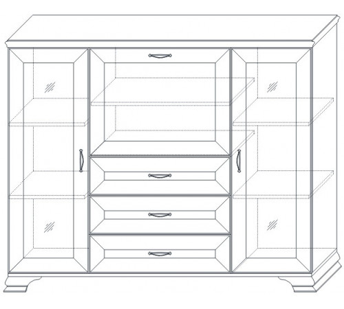 Шкаф низкий 2 стеклодвери "тумба-витрина" Сиена (Бодега Белый)