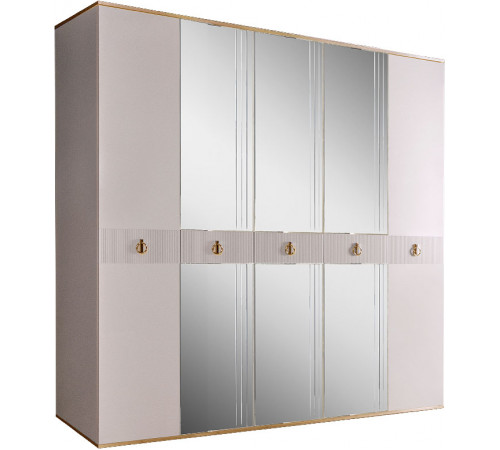 Пятистворчатый шкаф для одежды с зеркалом Rimini Solo РМШ1/5 (s) (слоновая кость)