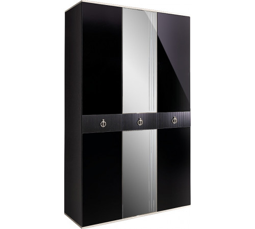 Трехстворчатый шкаф для одежды с зеркалом Rimini Solo РМШ1/3 (s) (черный)